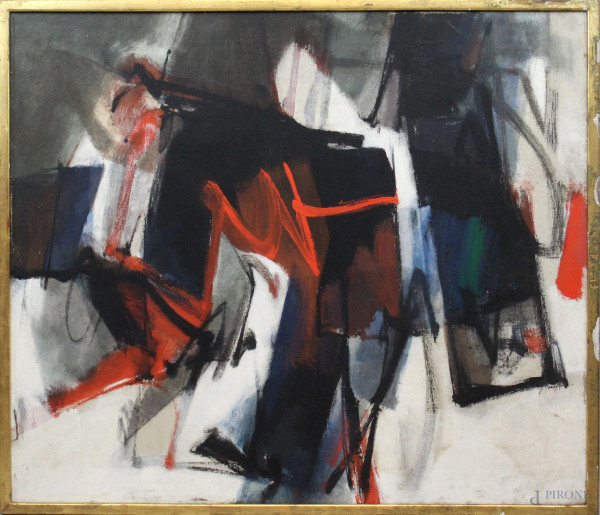 Joseph Caroff - Astratto, olio su tela,  cm 106x92, entro cornice.