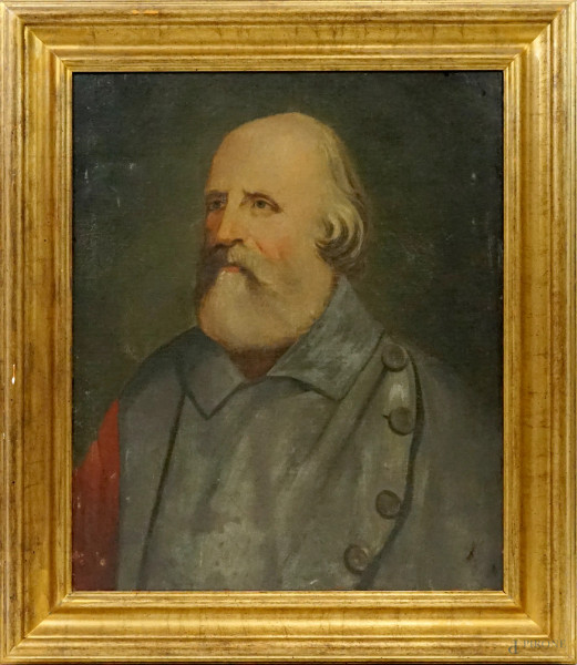 Garibaldi, olio su tela, cm 57x49, inizi XX secolo, entro cornice.