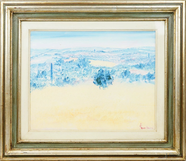 Paesaggio toscano, olio su tela, cm 40x50, firmato Fantoni, entro cornice.