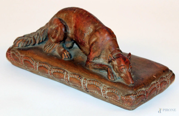 Cane, scultura in terracotta, marcata Ceramica Paolo Marioni