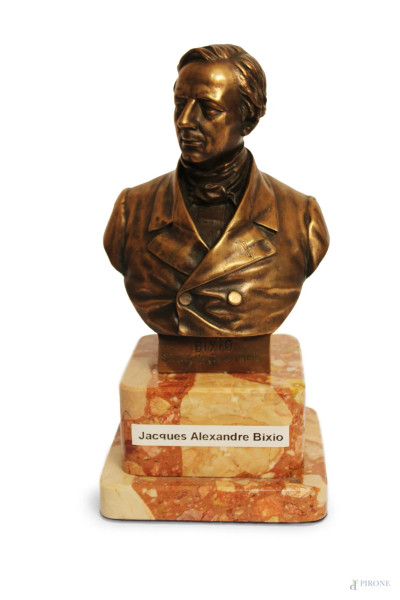 Jacques Alexander Bixio, busto in bronzo con base in marmo, H 17,5 cm.