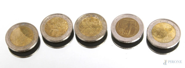 Lotto di cinque rare monete da 2 euro