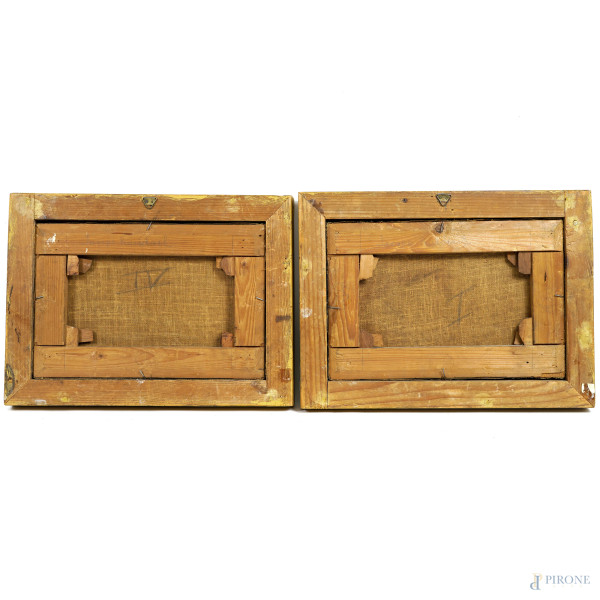 Scuola italiana del XVIII secolo, Paesaggio con figura; Paesaggio con torrente e figura, cm 23,5x...