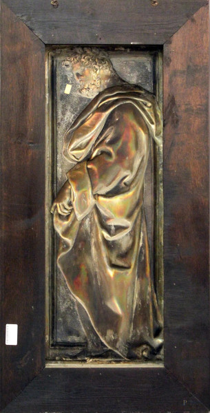 Da Baccio Bandinelli, Figura di profeta, lastra in argento sbalzato e cesellato, cm. 93x35,5, XX ...