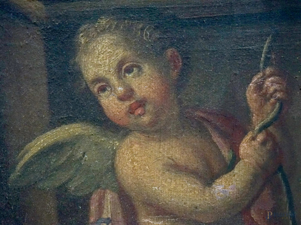 Scuola dell'Italia centrale del XVIII secolo, Santa Cecilia, olio su tela, cm 85,5x66 (difetti e ...