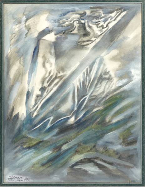 Icona rappresentante Madonna con Bambino, tempera su tavola con riza in metallo argentato, XIX-XX secolo,  [..]