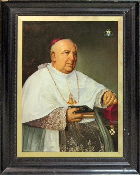 Ritratto di prelato dipinto dell 800 olio tela 89x68 entro cornice firmato e datato