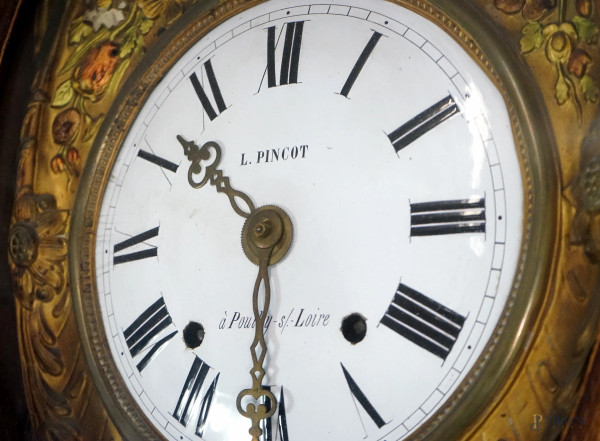 Orologio a pendolo, Francia, seconda metà del XIX secolo, cassa in legno, quadrante in metallo sb...