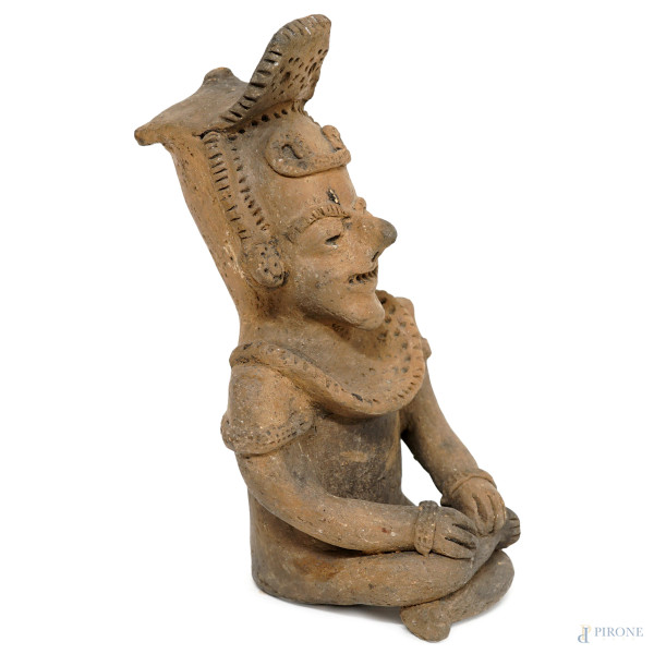 Scultura in terracotta in stile archeologico, XX secolo, altezza cm 24