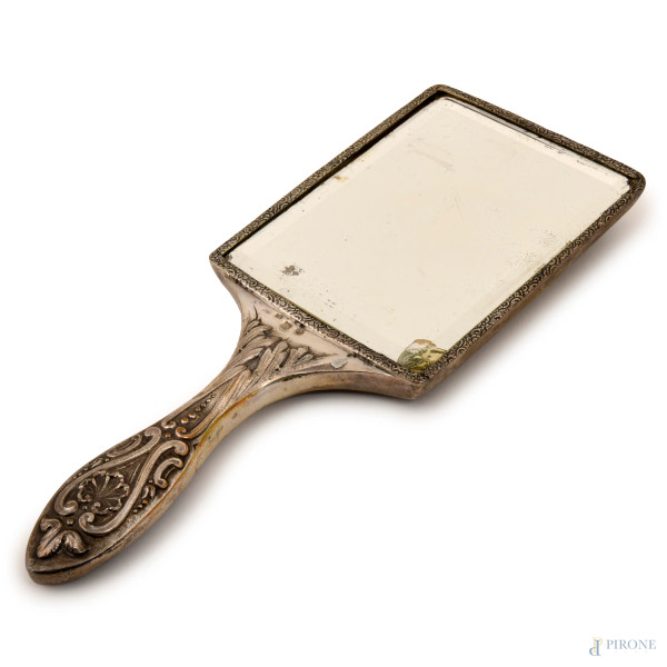 Calamaio con base in vetro e inserti in argento, cmx25x17, (difetti)