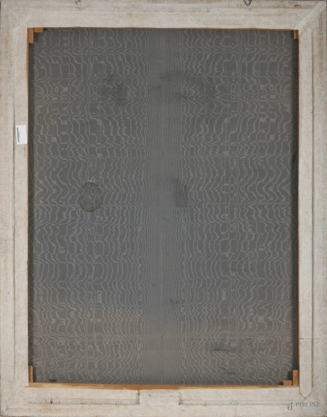 Madonna con Bambino, succo d'erba, cm 116x88,5 entro cornice, firmato e datato in basso destra "E...