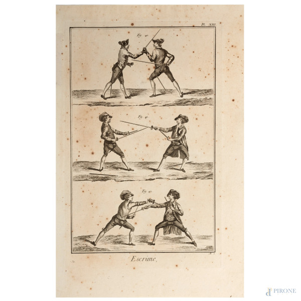 A J De Fehrt (1723 ca.-1774) e Benoit-Louis Prevost (c.1735-1804) Lotto di tre incisioni ad acqua...