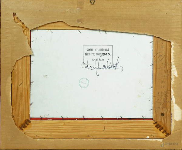 Paesaggio, olio su cartone, cm 25x35, firmato Omiccioli, entro cornice