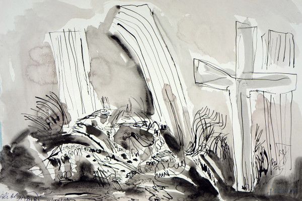 Ali Al Jabir - Senza titolo, acquarello su carta, cm 34,5x50