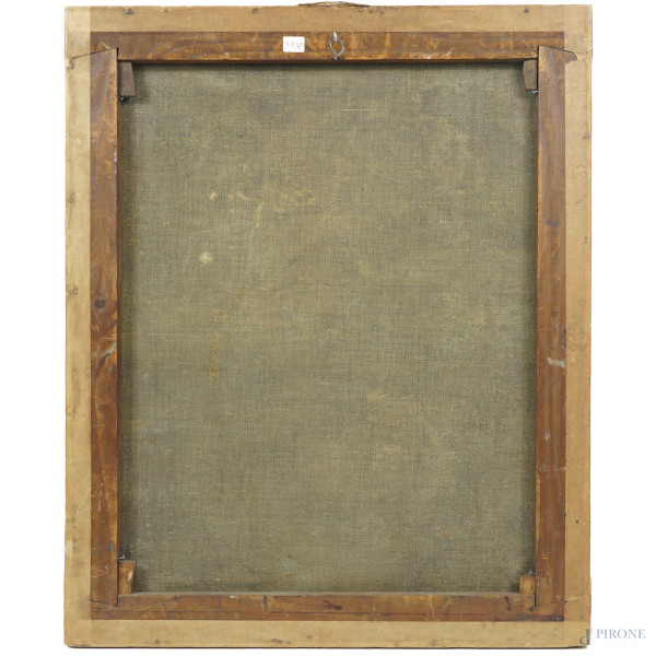 Pittore del XIX secolo, Ritratto di gentiluomo, olio su tela, cm 66,5x54, (lievi difetti)