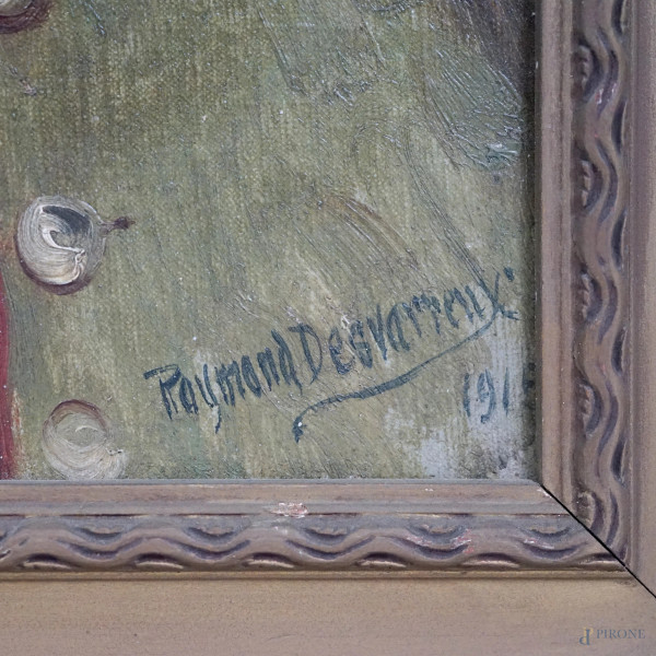 Raymond Desvarreux Pau (1876 – Parigi 1961), Ritratto di due militari, olio su tela, cm 33x41, fi...