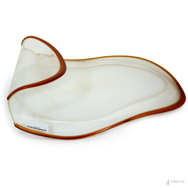 Calamaio con base in vetro e inserti in argento, cmx25x17, (difetti)