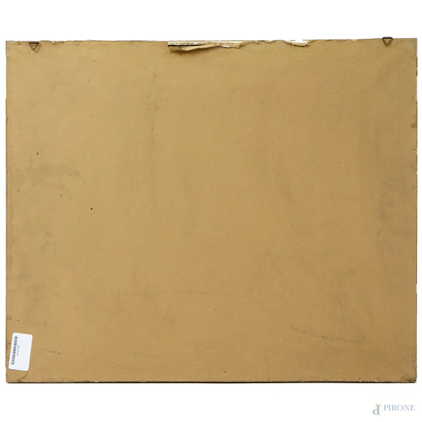 Casolare, acquarello su carta, cm 34,5x48 circa, firma e dedica in basso a destra, entro cornice.