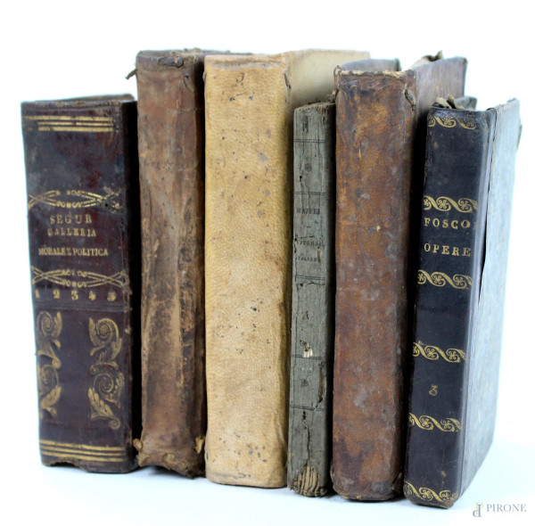 Lotto di sei volumi del XIX secolo