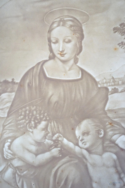 Madonna del Cardellino, filigrana, cm 37x36, XX secolo, entro cornice