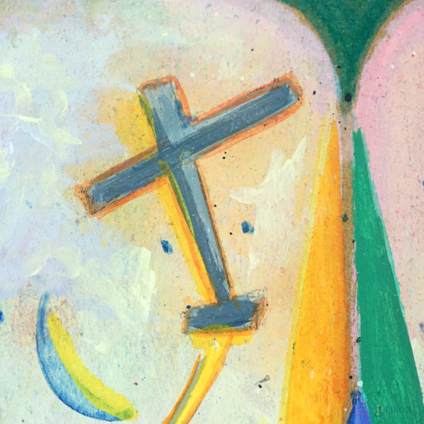 Fulvio Mardino "Fumardino", Esibizione volo futurista, tempera su carta, cm 26x20, firmato in bas...