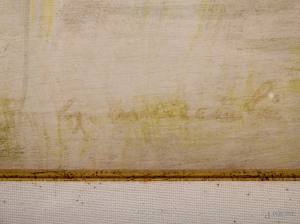 Giovanni Omiccioli (1901 - 1975), Carro con bue, tecnica mista compensato, firmato in basso a sin...