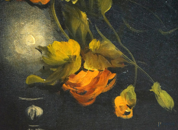 Vaso con fiori, olio su tela, cm 90x60, firmato, entro cornice. - Asta ASTA  DI ANTIQUARIATO E ARTE MODERNA - Aste Pirone