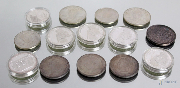 Lotto di 14 monete in argento, gr. 327