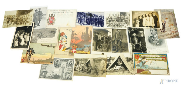 Lotto di n.20 cartoline militari e fotografie, (segni del tempo)