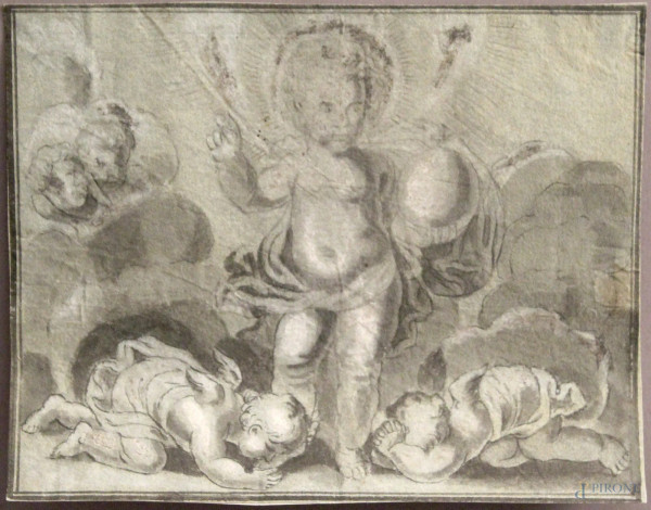 Salvator Mundi, disegno a tecnica mista su carta, XVIII sec., 12,5 x 16,5.