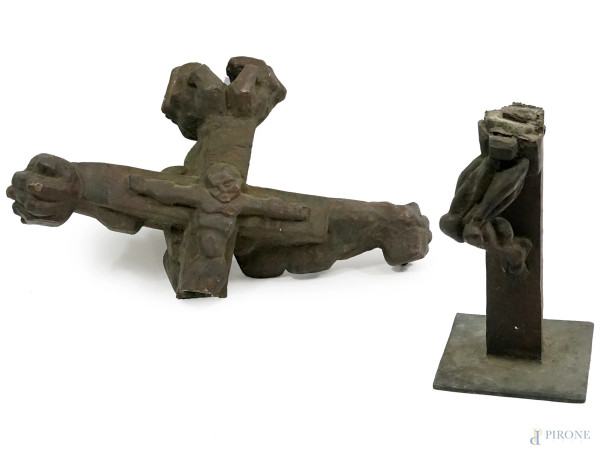 Ernst Iosipovitch  Neizvestny - Crocifisso, scultura in bronzo, cm h 82 circa, (da restaurare)