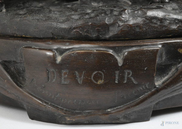 "Devoir", bronzo, firmato "Rancoulette", XIX secolo, cm 64x35x35