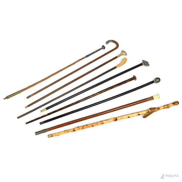 Lotto di 9 bastoni da passeggio