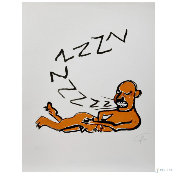 Riproduzione fotolitografica dell'opera di Alexander Calder "Lettera Z", eseguita per la serie Alfabeto di Bolaffi Arte,  cm 30x23,5