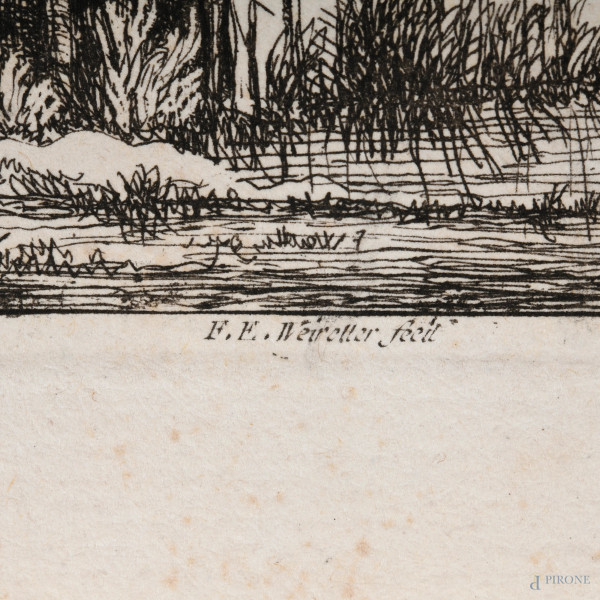 Weirotter Franz Edmund ( 1730 - 1771) Lotto di due acqueforti dalla serie "Viaggi in Italia", mis...