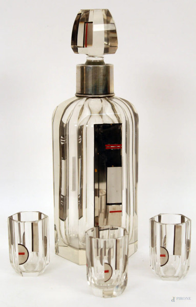 Bottiglia Dec&#242; in cristallo, H 26 cm.