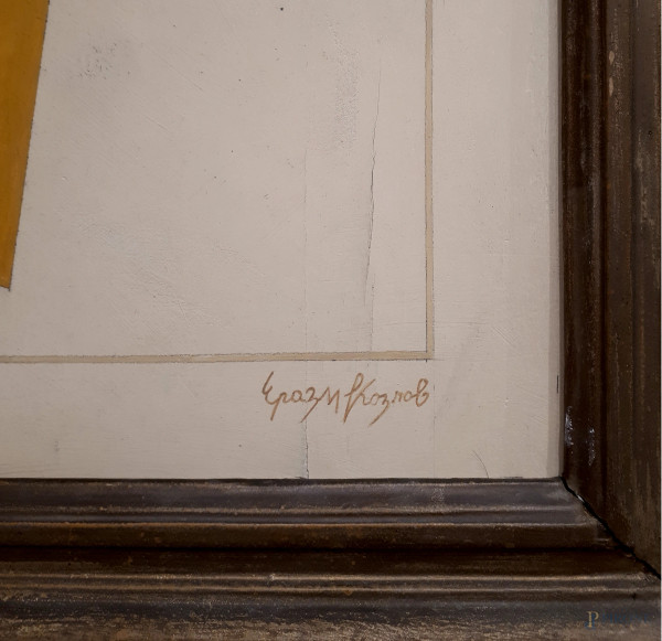 Erazm Kozlov (XX sec.), scuola russa del Novecento, composizione geometrica suprematista, tecnica...