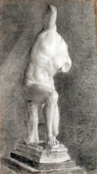 Luigi Aversano - Studio di scultura, disegno a matita su carta, cm 49 x 28,5.