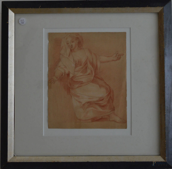 Studio di donna, disegno su carta 21x26 cm, entro cornice, XIX sec.