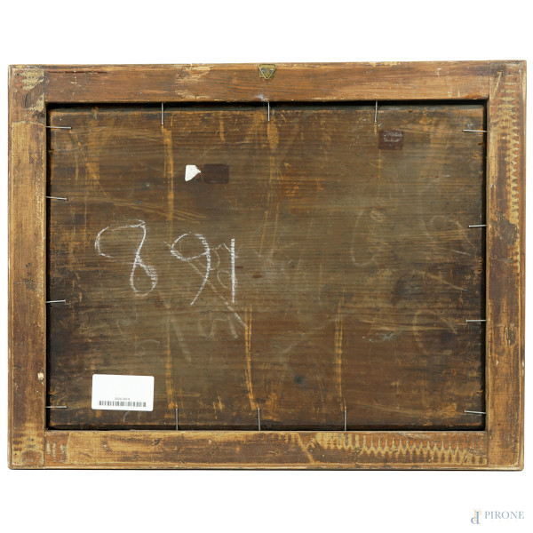 Scuola olandese del XIX secolo, La buona ventura, olio su tavola, cm 40,5x29,5, entro cornice