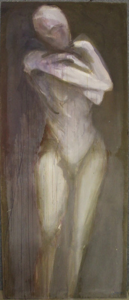 Figura metafisica, olio su tela 200x80 cm.