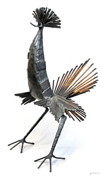 Gallo, scultura in ferro, cm h 60, XX secolo