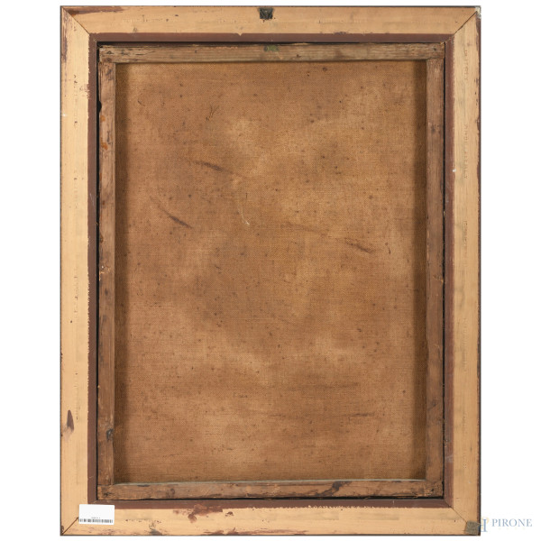 San Luca, XVIII secolo, olio su tela, cm 73x56, entro cornice, (abrasioni, restauri)