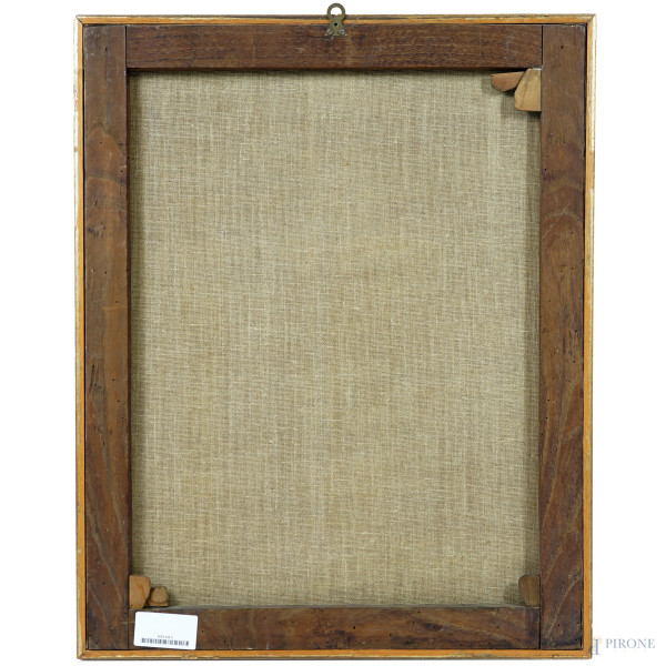 Pittore del XIX secolo, San Girolamo, olio su tela, firmato in basso a destra, cm 5,5x45,7