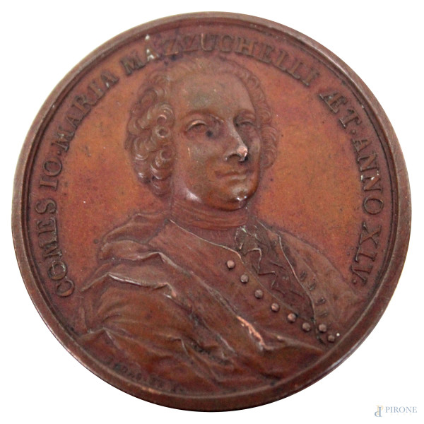 Medaglia in bronzo, Comes Io Maria Mazzuchelli aet anno XLV, J. Dassier e figli, 1752