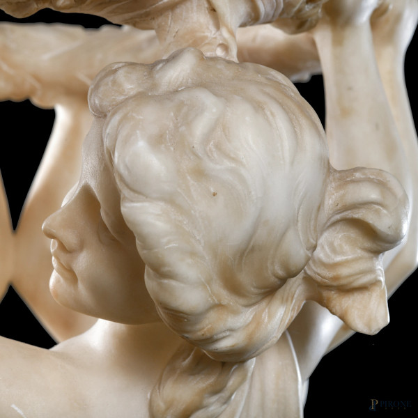 Tre Grazie, XIX secolo, scultura in alabastro, altezza cm 68, (scalfiture)