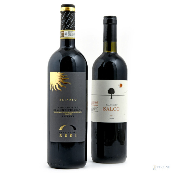 Lotto di due bottiglie di Vino Nobile di Motepulciano