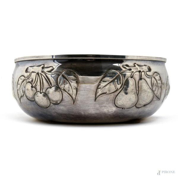 Lotto composto da porta bon-bon e centrotavola in argento 800/000 e interno vermeil, misure massi...