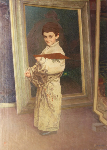 Cornelio Geranzani - Ritratto giovanile di Cesare Sempio, dipinto ad olio su tela, cm 150 x 110.