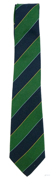 Pierre Balmain, cravatta da uomo a righe blu e verdi, (segni di utilizzo).